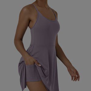 New Halara Everyday Cloudful Padded Pocket 2-in-1 Dress-Jubilee-Gray Ridge